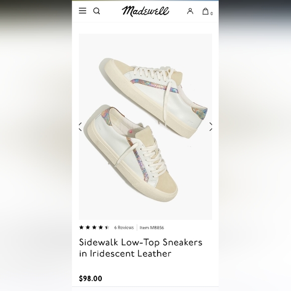 NWT Madewell Sidewalk Low-Top Suede Toe Sneakers in Irridescent Leather - Picture 15 of 15